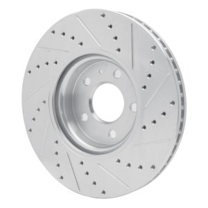 Audi Q5 Brake Rotor (1) - Front Left - R1 Concepts - Drilled & Slotted - Silver - `11-`17